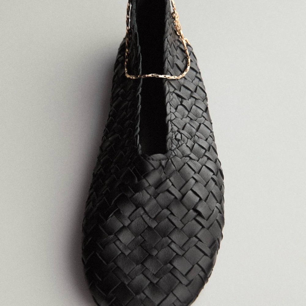 Massimo Dutti Black Woven Flats
